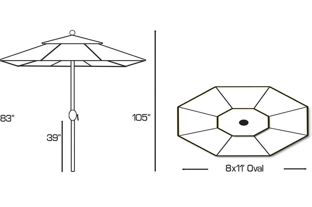 8' x 11' Oval Umbrella by Galtech International - Image 47
